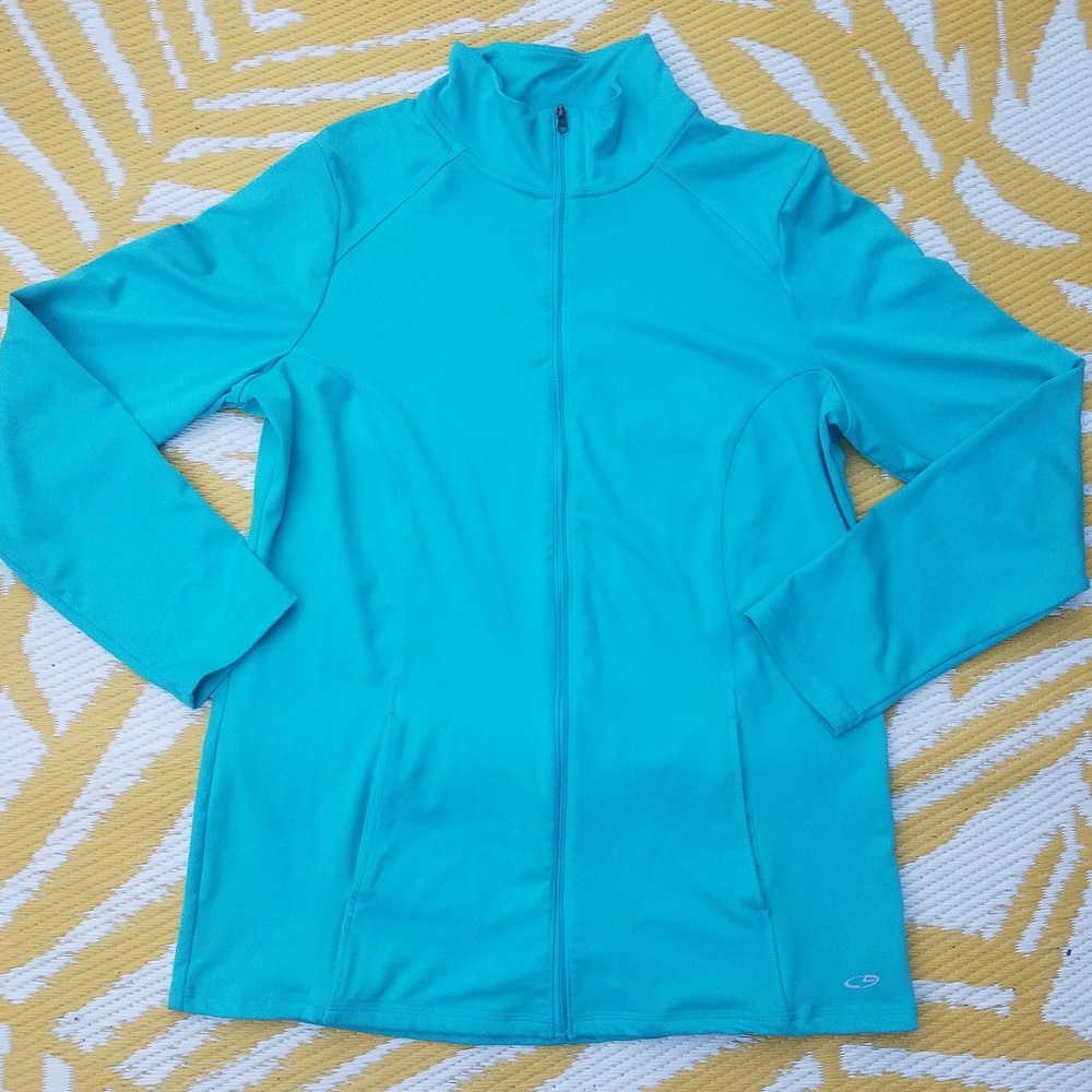Champion Athletic Jacket full zip Women's size L large sweatshirt blue hoodie